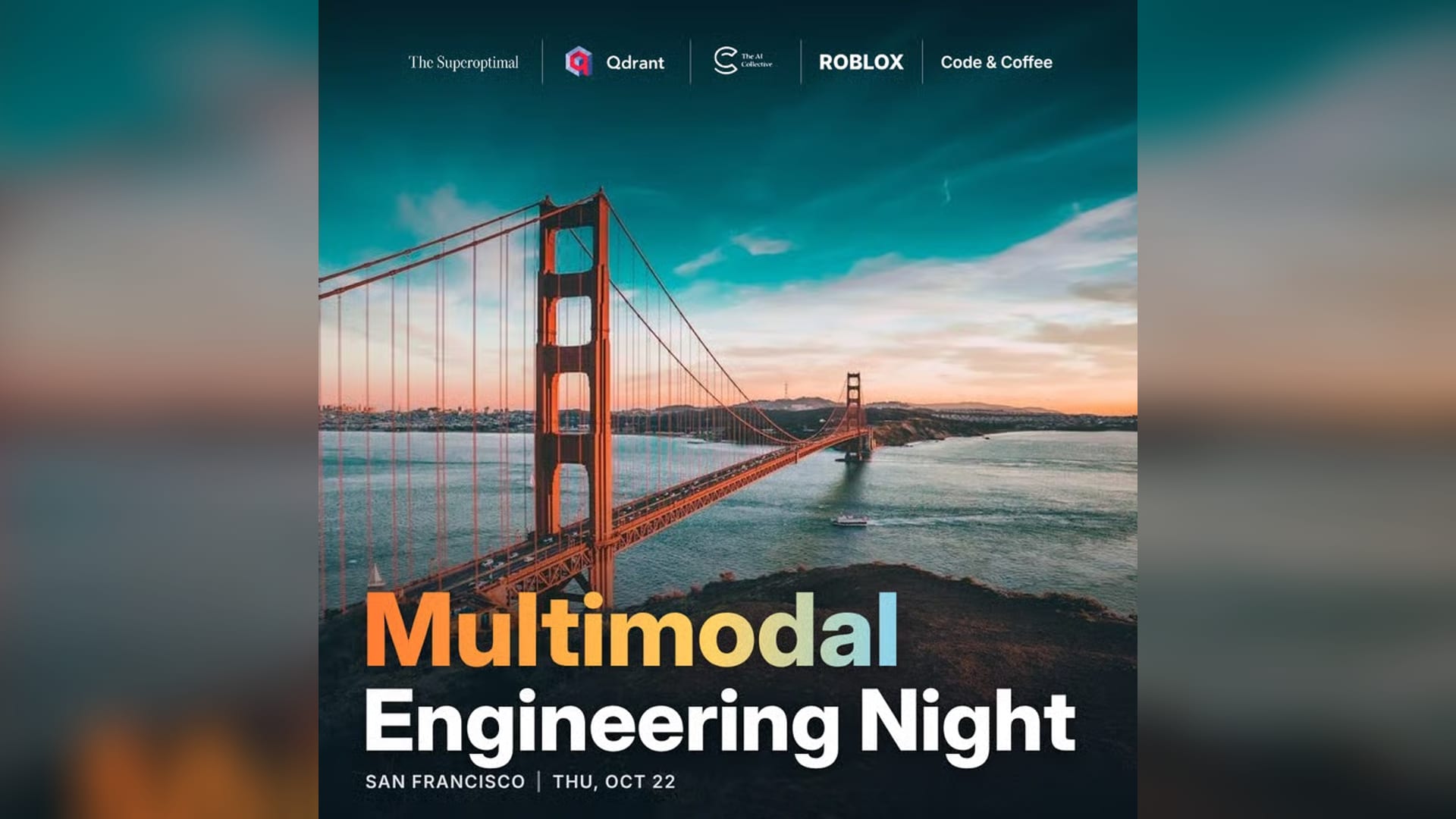 Multimodal Engineering Night artwork with the Golden Gate Bridge and participating organization logos.