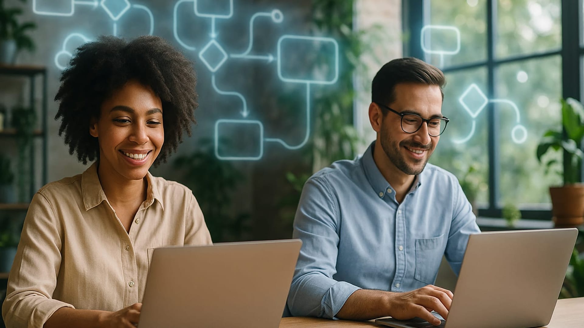 Product leader planning an AI automation roadmap with sticky notes